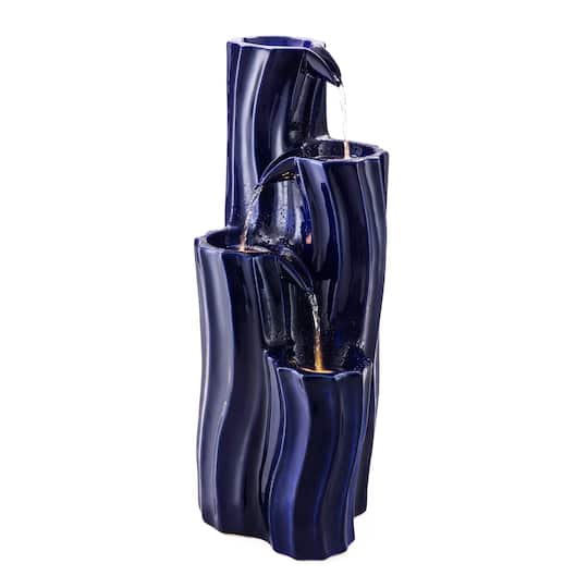 Glitzhome® 29.5" LED 4-Tier Wavy Textured Outdoor Fountain